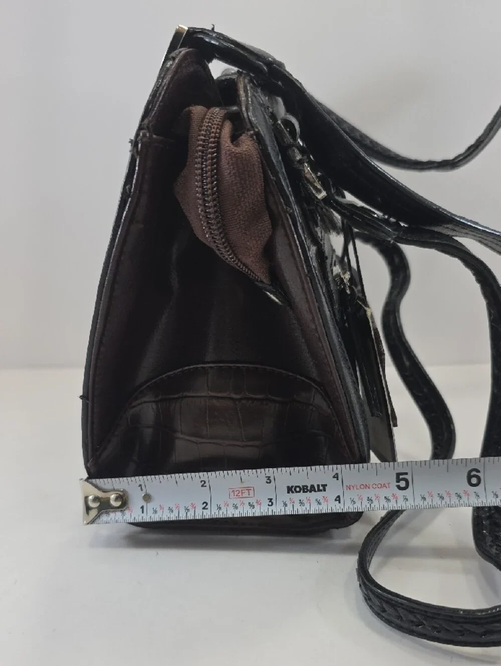 CR Western Croc Embossed Brown Black Shoulder Bag Y2K Purse